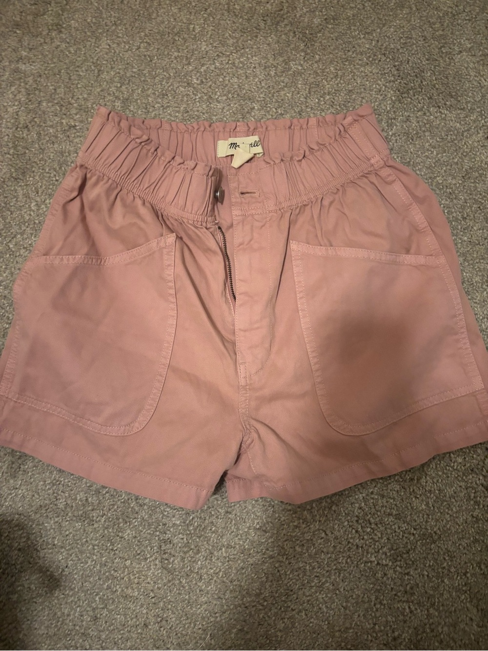 Madewell Pink Elastic-Waist Utility Shorts